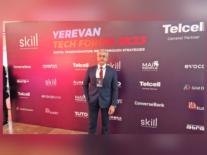 Prof. Georgi Chaltikyan during event portrait at Yerevan Tech Forum 2023
