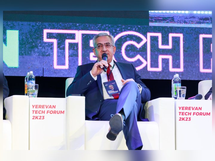 Prof. Georgi Chaltikyan during panel discussion at Yerevan Tech Forum 2023