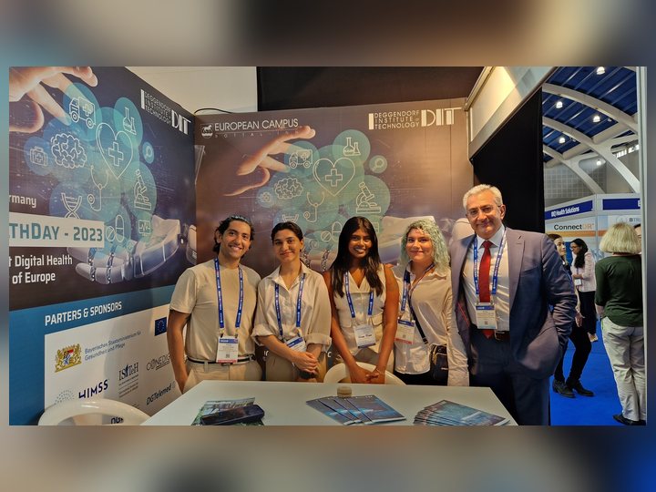 Prof. Georgi Chaltikyan during exhibition at HIMSS Europe 2023