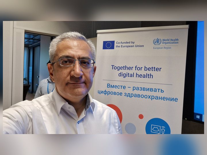 Prof. Georgi Chaltikyan participating with colleagues and attendees during WHO Digital Health Workshop