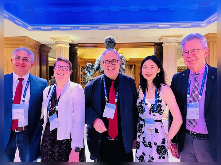 Prof. Georgi Chaltikyan participating with colleagues and attendees during Medical Informatics Europe 2024