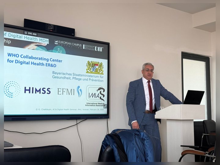 Prof. Georgi Chaltikyan presenting the WHO Collaborating Centre during the RAU seminar