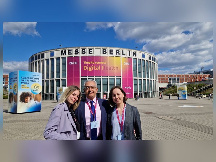 Prof. Georgi Chaltikyan with colleagues outside the DMEA venue in Berlin