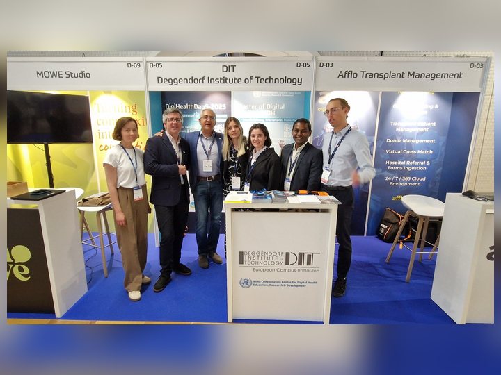 Prof. Georgi Chaltikyan with international partners at the DIT-ECRI exhibition booth