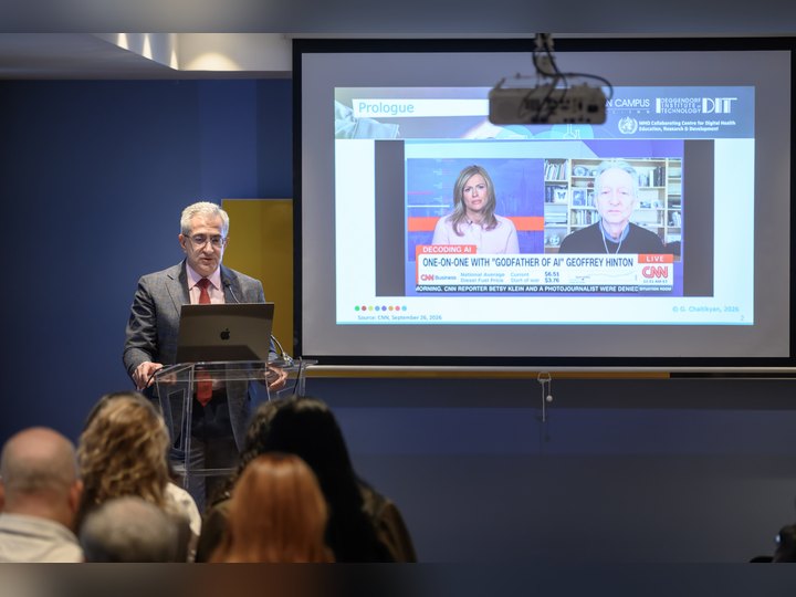 Prof. Georgi Chaltikyan presenting an international digital health example