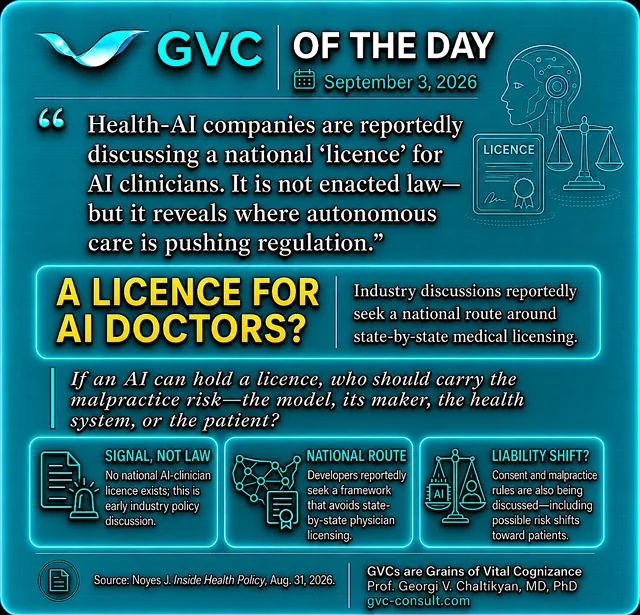 GVC of the Day, September 3, 2026: A licence for AI doctors?